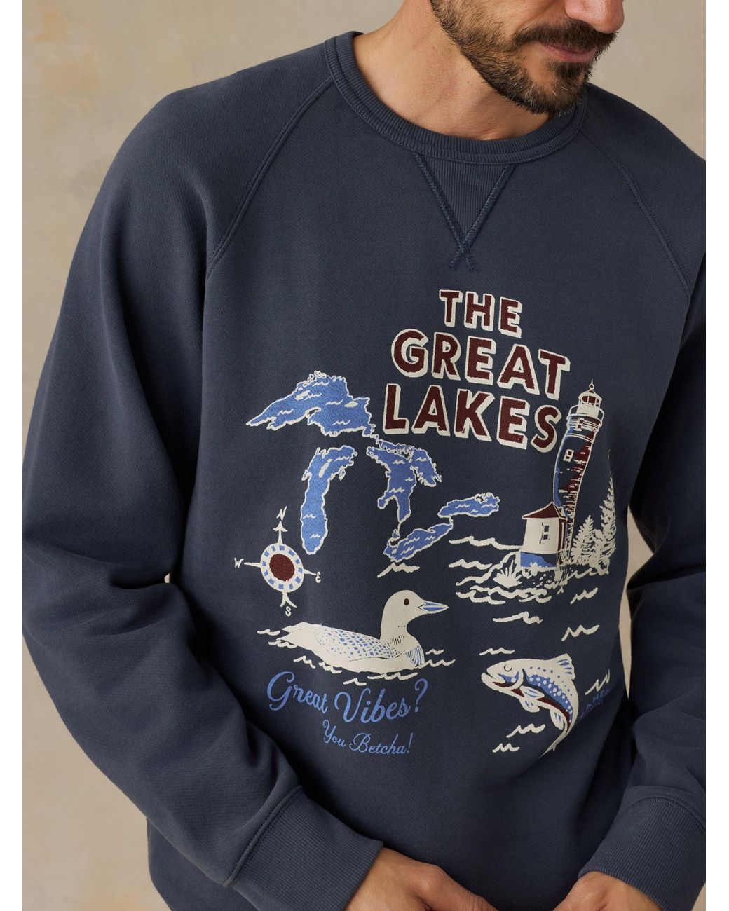 Faherty Brand Blue X Parks Project Great Lakes High Standard Fleece Crewneck for men