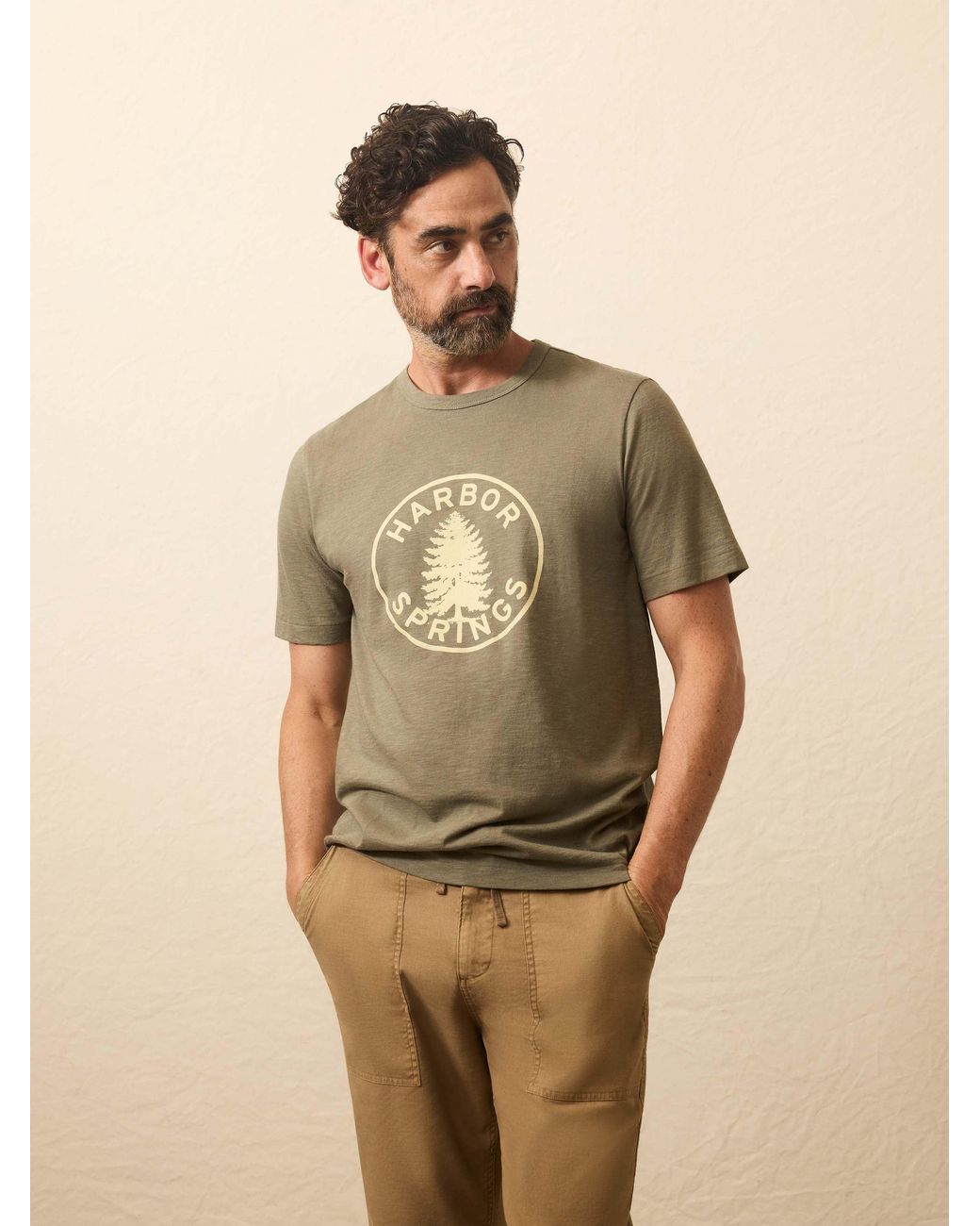 Faherty Brand Brown Sunwashed Graphic T-Shirt for men