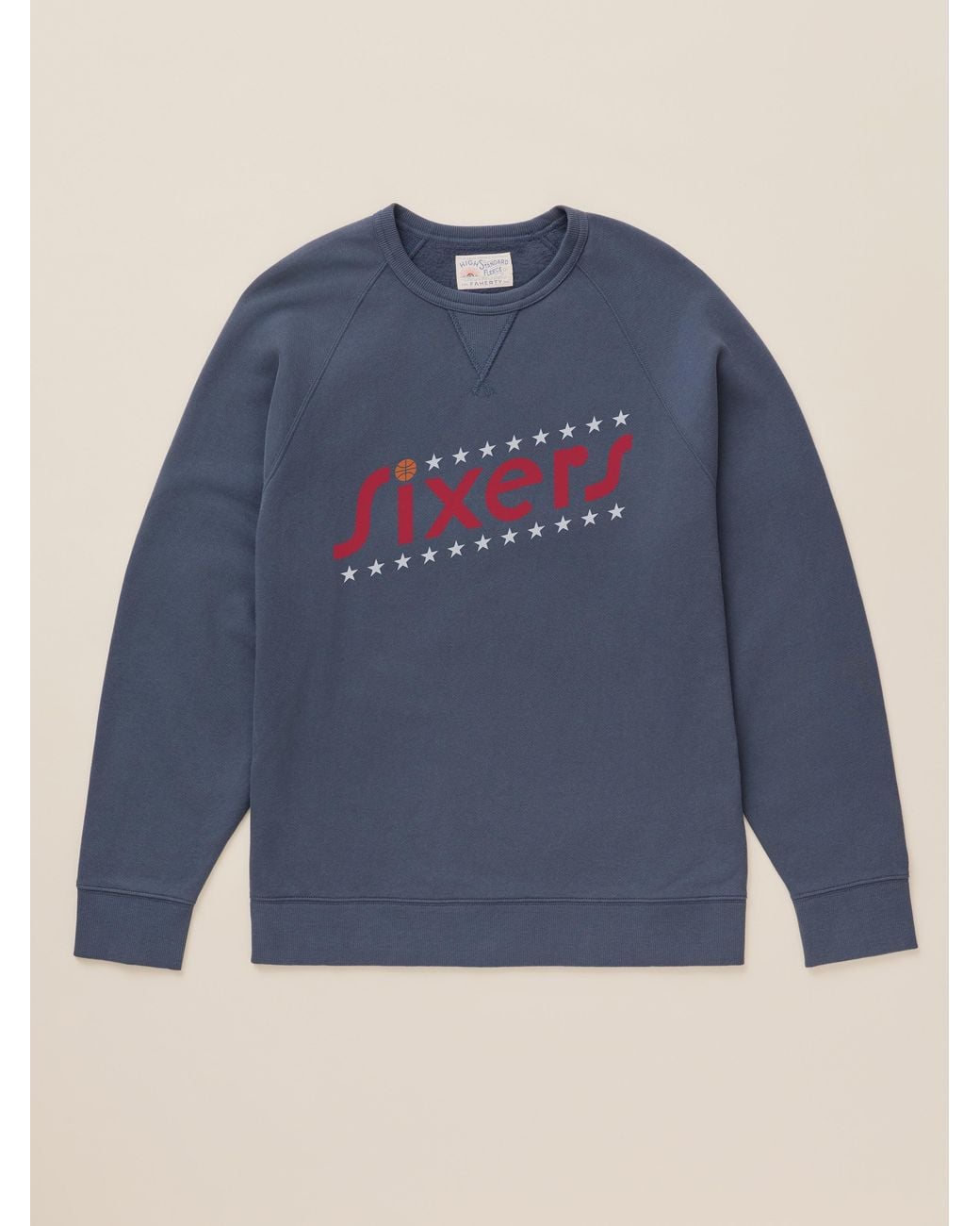 Faherty Brand Blue Philadelphia 76Ers High Standard Fleece Crew for men
