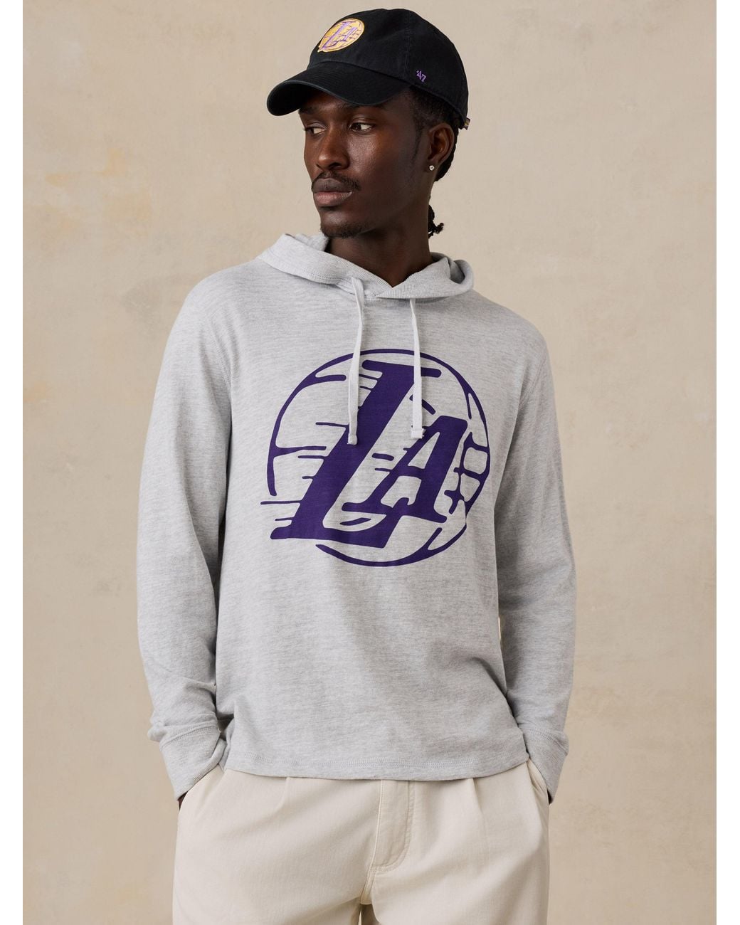 Faherty Brand Natural Los Angeles Lakers Sunwashed Organic Hoodie for men