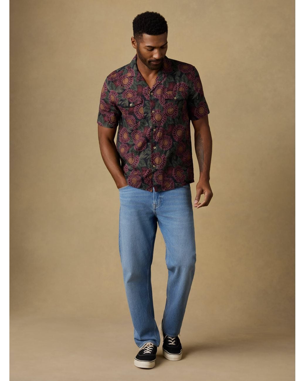 Faherty Brand Brown Short-Sleeve Reserve Basque Camp Shirt for men