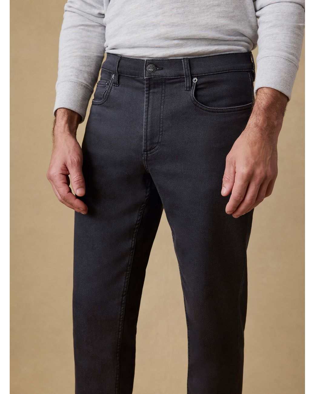 Faherty Brand Black Stretch Terry 5-Pocket Pants for men