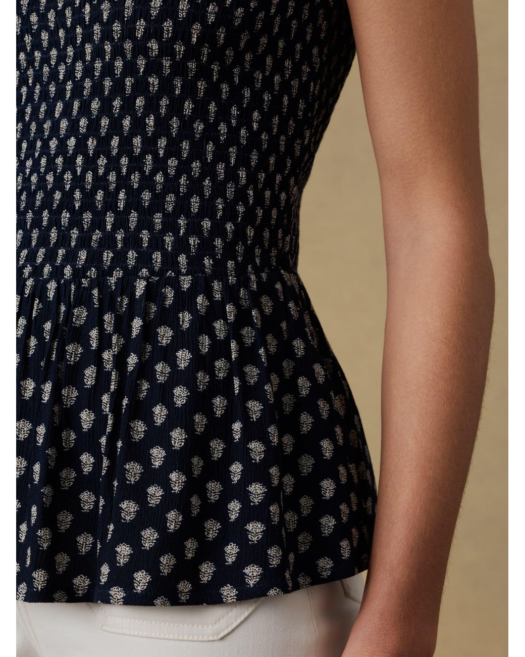 Faherty Brand Black Sophia Smocked Top