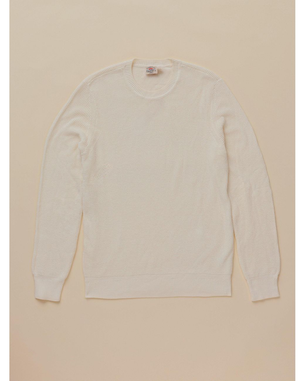 Faherty Brand Natural Sunwashed Crewneck Sweater for men
