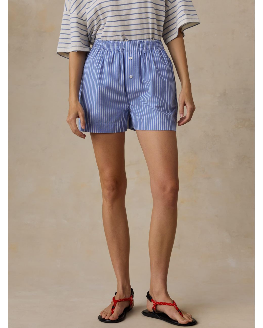 Faherty Brand Blue Coastal Poplin Boxer Short
