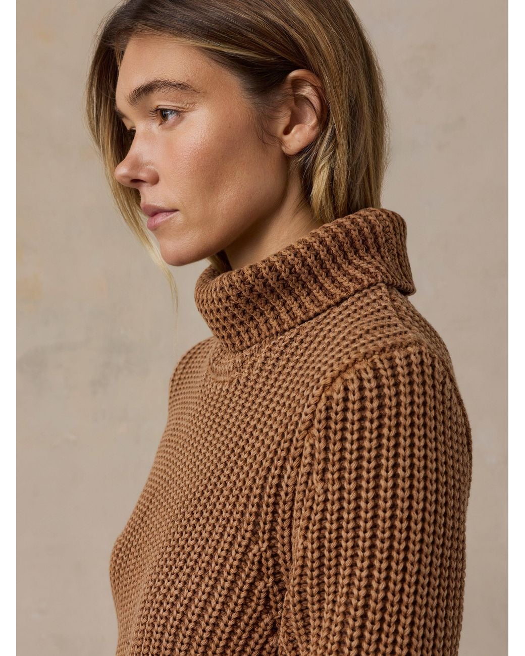 Faherty Brand Brown Sunwashed Cotton Turtleneck Sweater