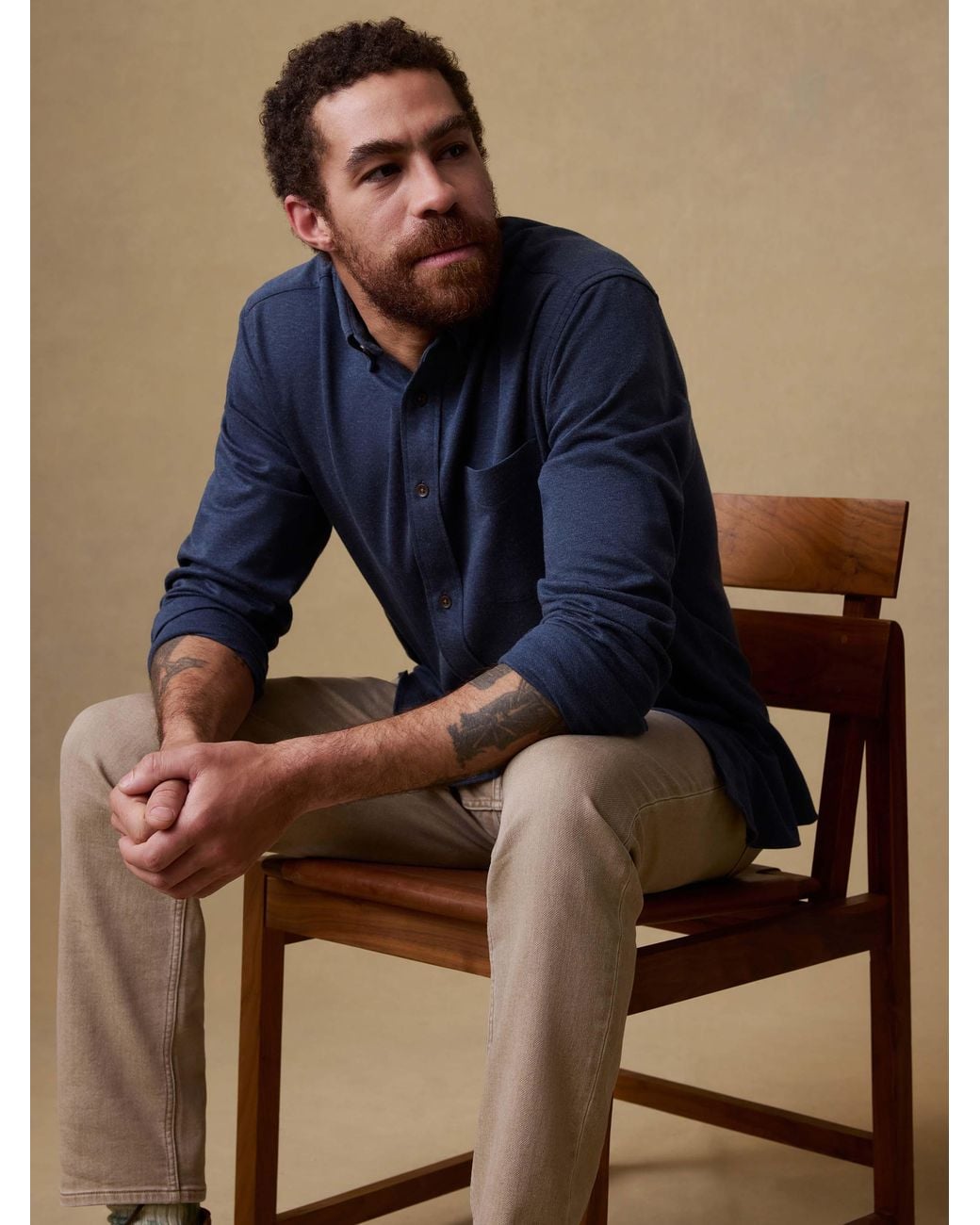 Faherty Brand Blue Coastline Knit Shirt for men