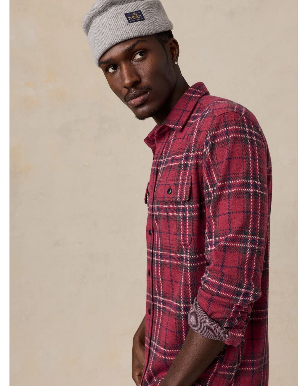 Faherty Legend Sweater Shirt in Red for Men | Lyst