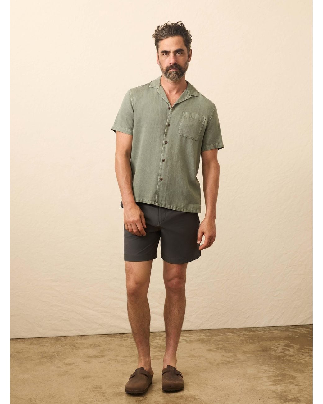 Faherty Brand Natural Short-Sleeve Hemp Blend Shirt for men