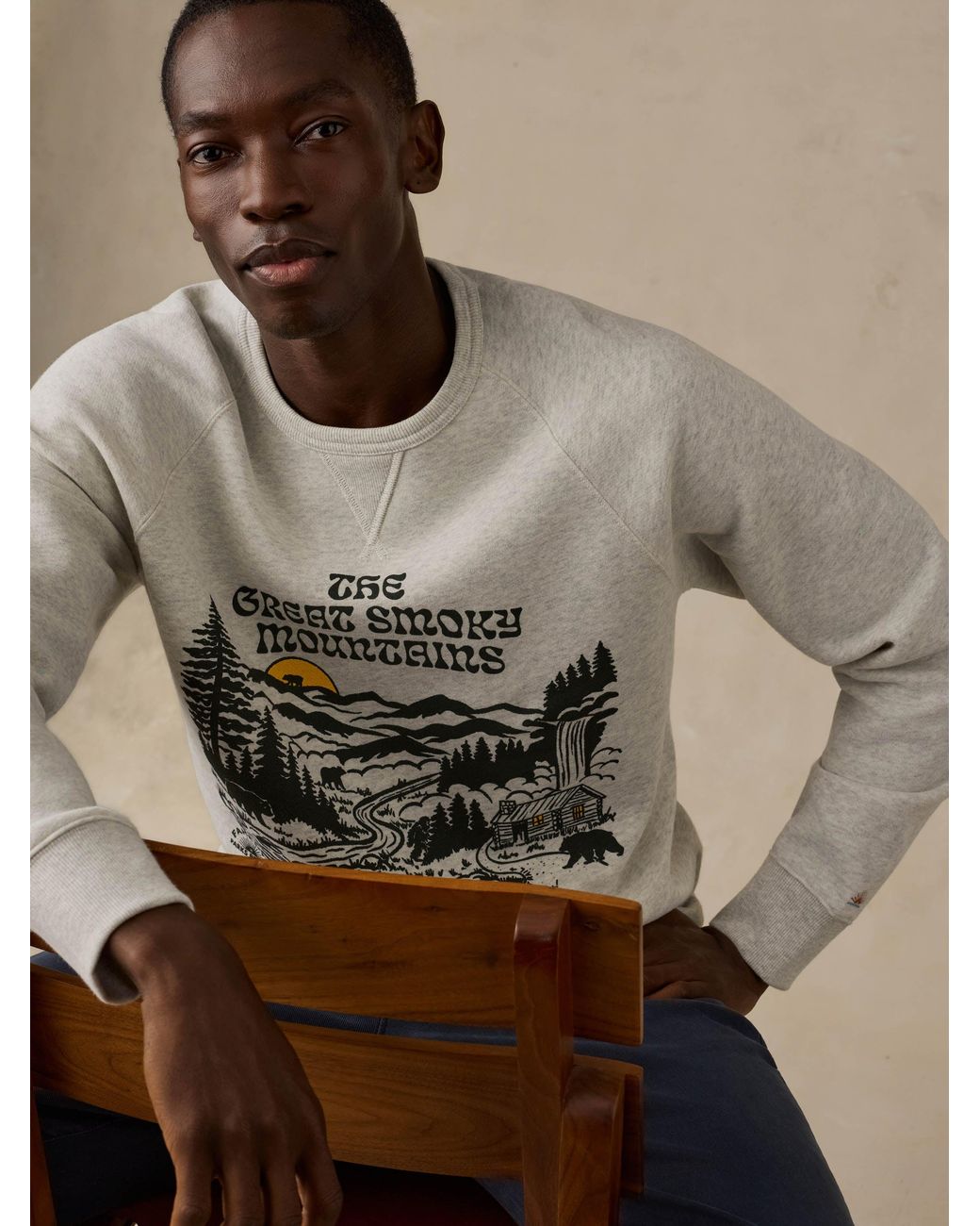 Faherty Brand Natural X Parks Project Great Smoky Mountains High Standard Fleece Crewneck for men