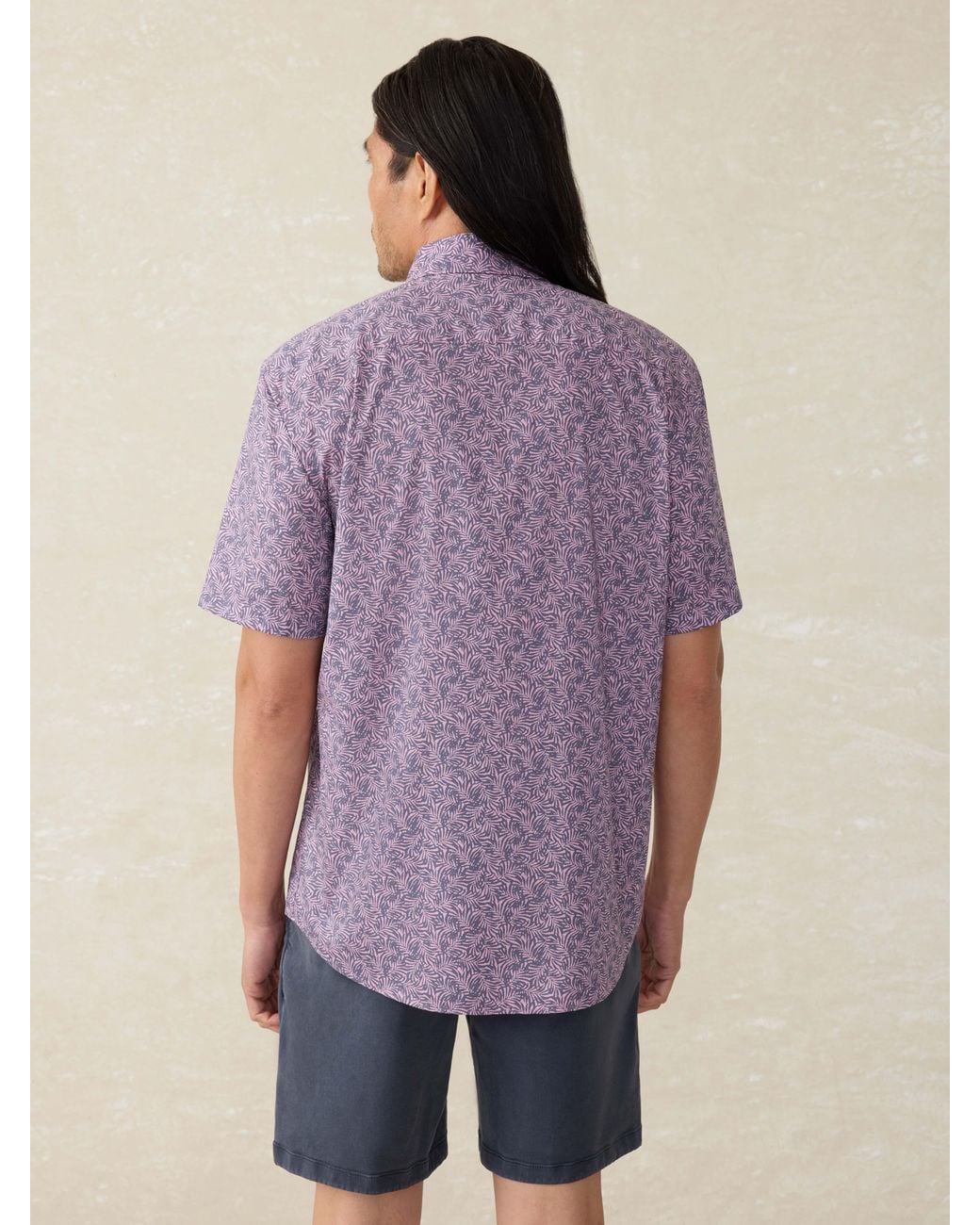 Faherty Brand Purple Short-Sleeve Movement Monterey Shirt for men
