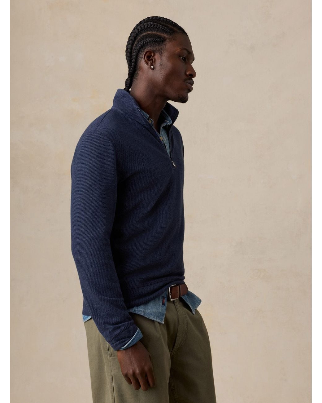Faherty Brand Blue Legend Sweater Quarter Zip for men