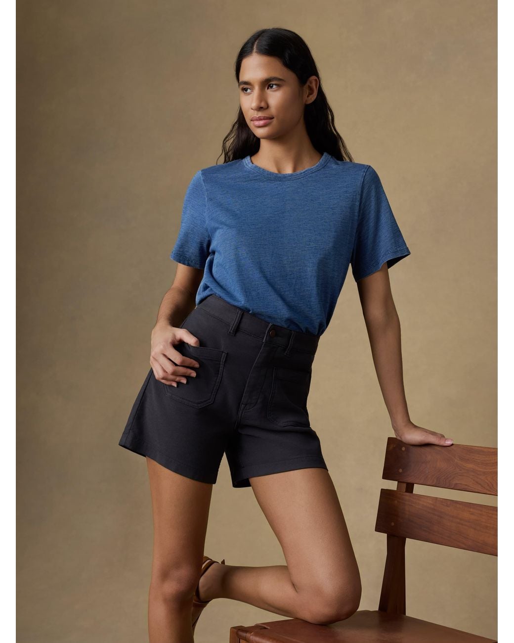 Faherty Brand Blue Stretch Terry Patch Pocket Short