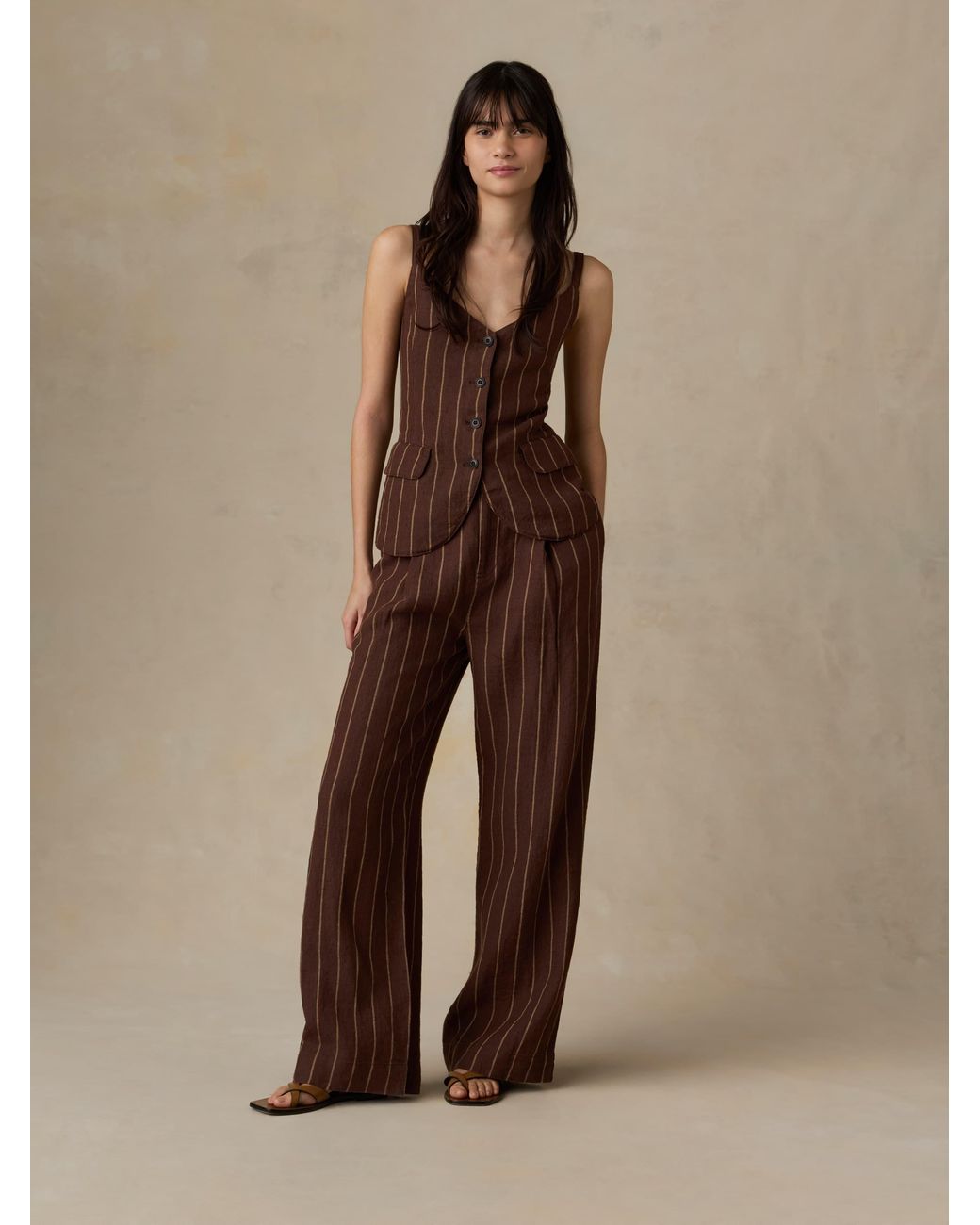 Faherty Brand Brown Sun Strider Linen Milo Vest
