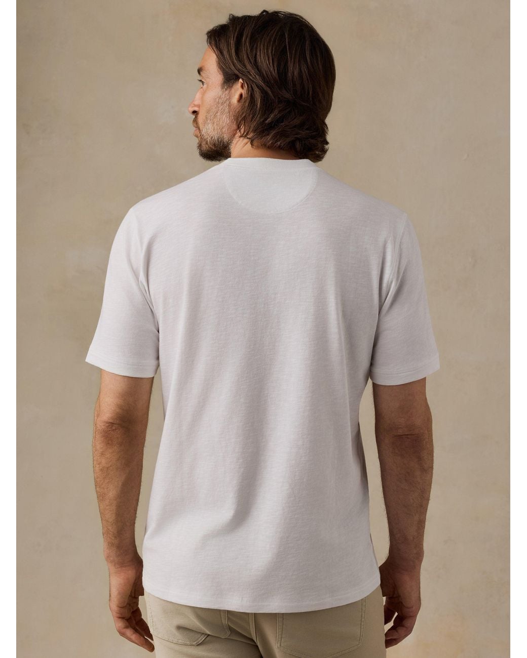 Faherty Brand White Short-Sleeve Sunwashed Regenerative Henley T-Shirt for men