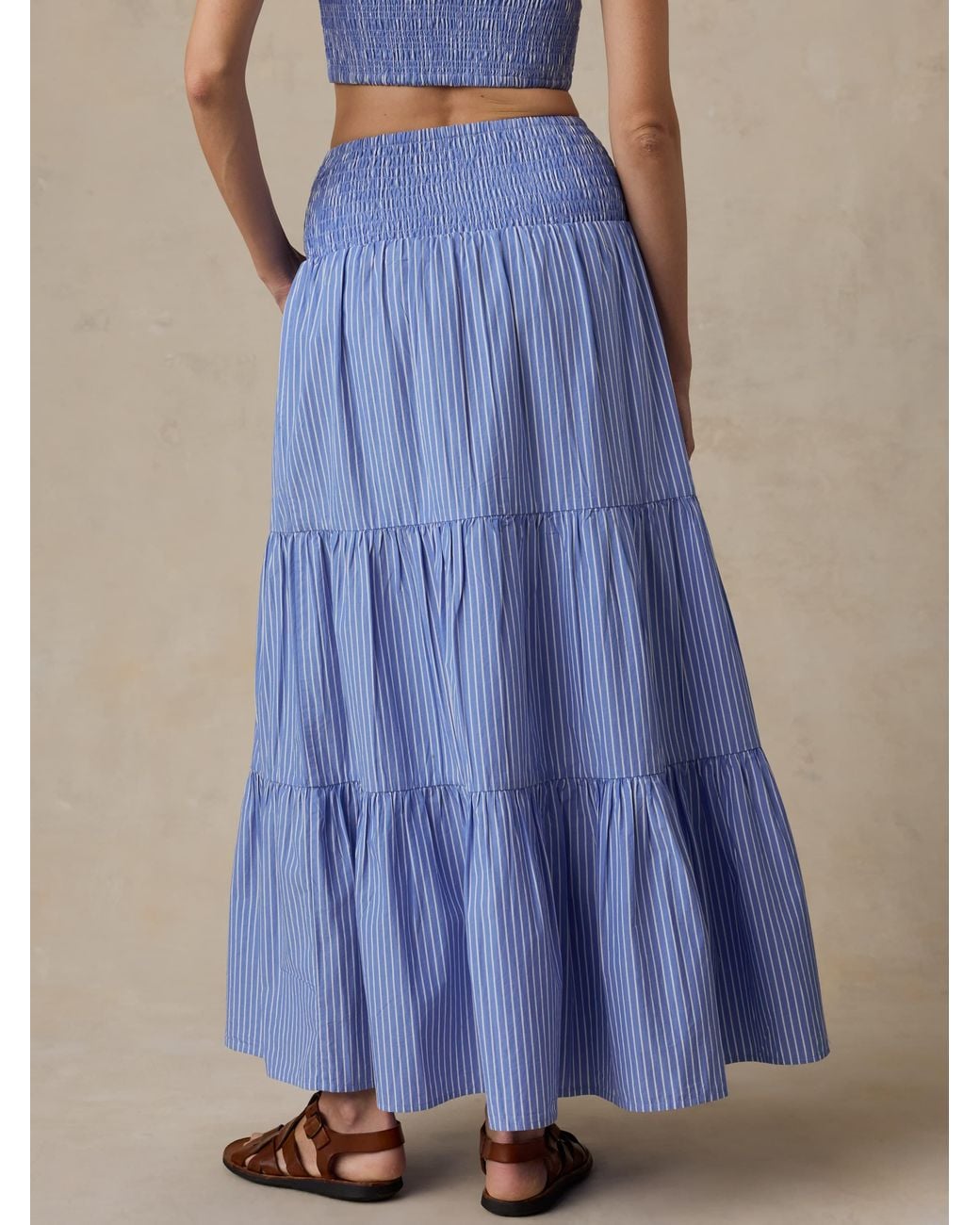 Faherty Brand Blue Coastal Poplin Maxi Skirt