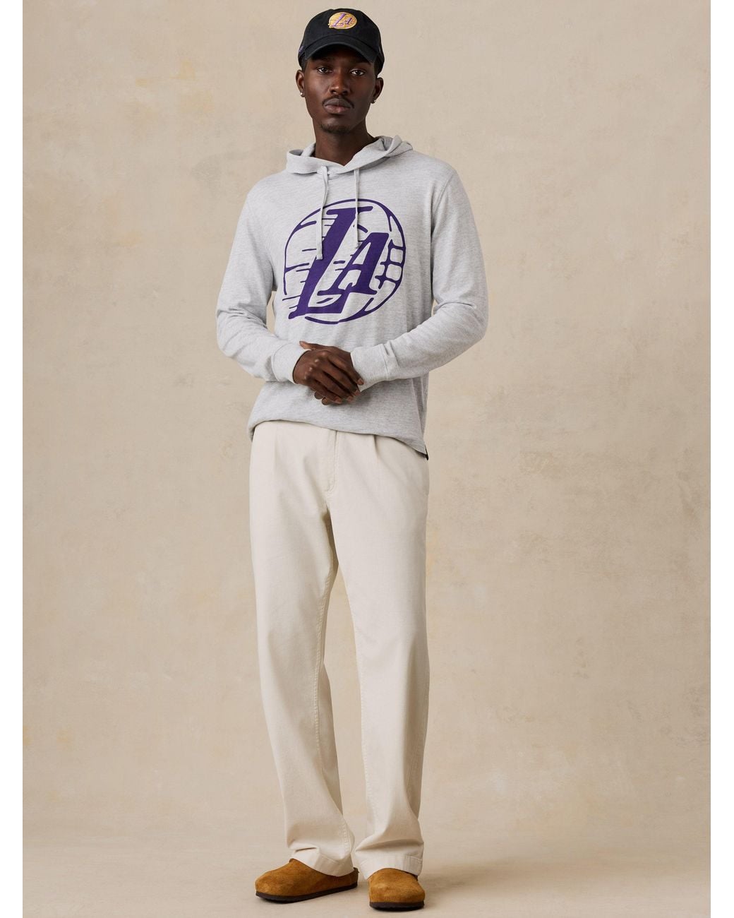 Faherty Brand Natural Los Angeles Lakers Sunwashed Organic Hoodie for men