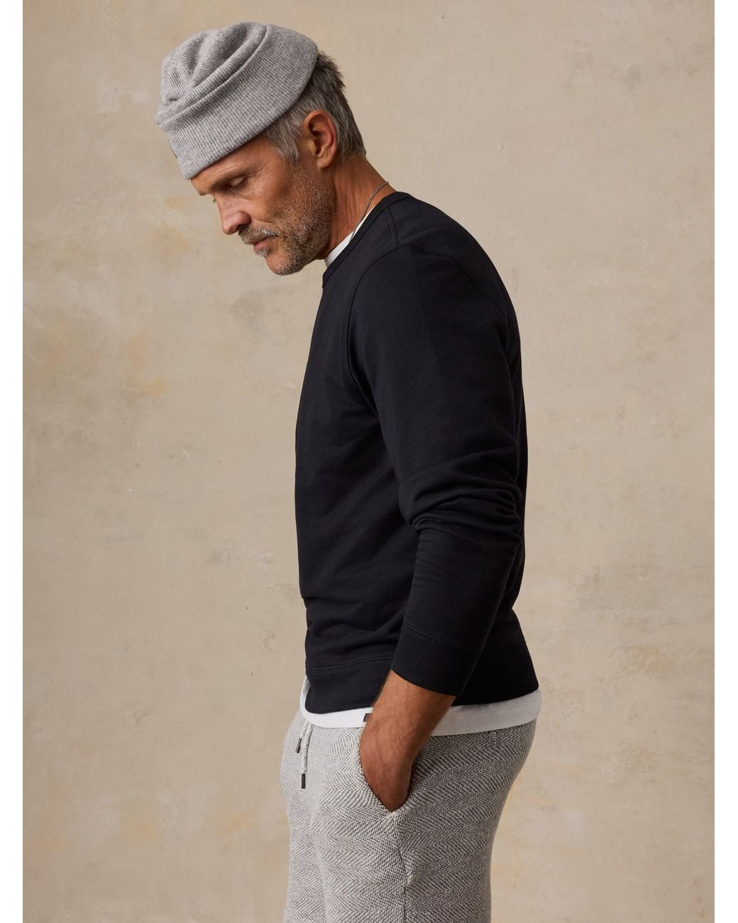 Faherty Brand Blue French Terry Crewneck for men