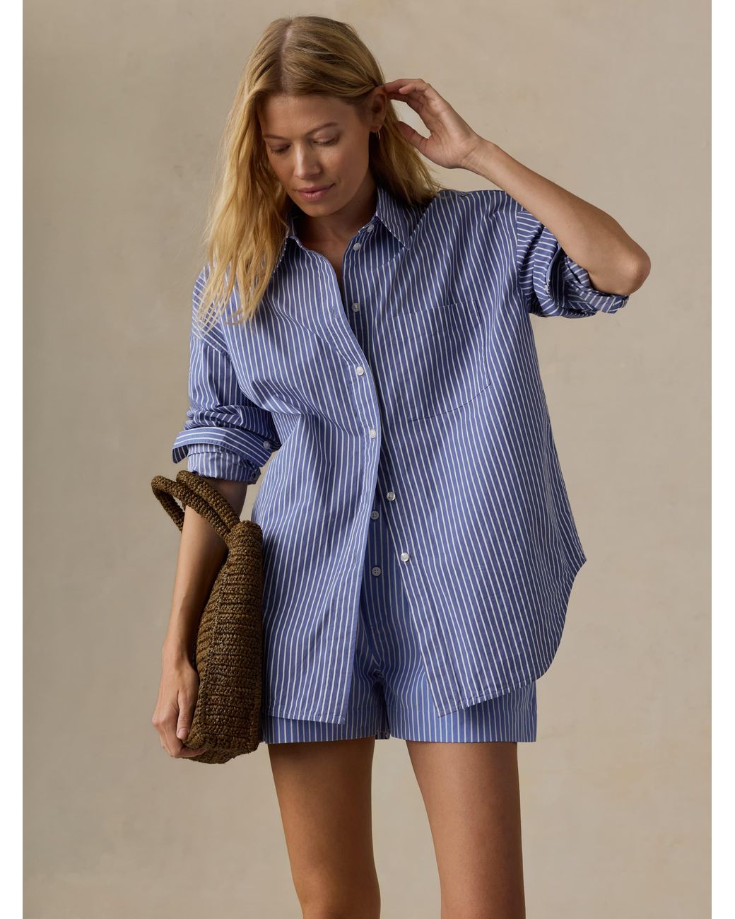 Faherty Brand Blue Coastal Poplin Boxer Short