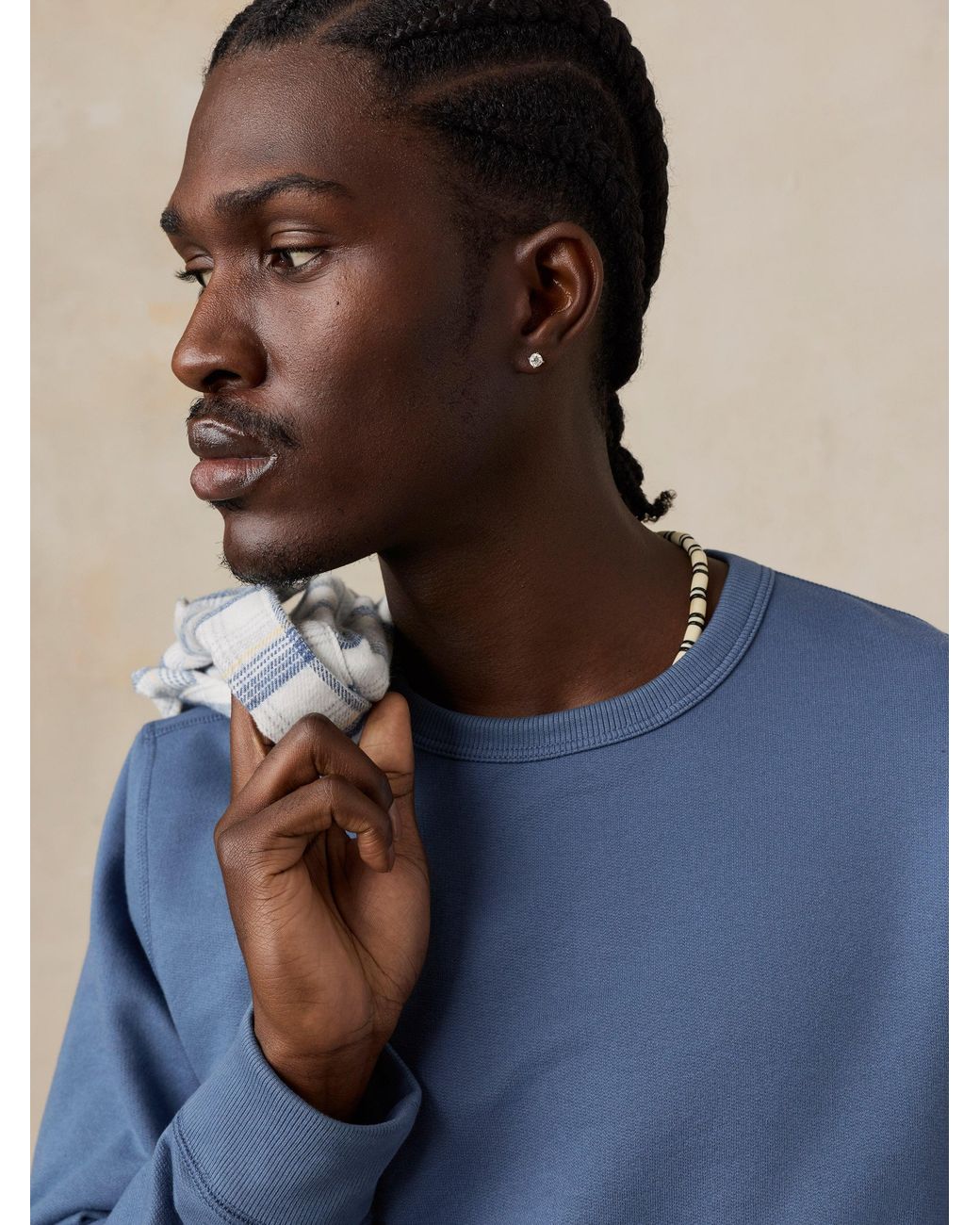 Faherty Brand Blue French Terry Crewneck for men