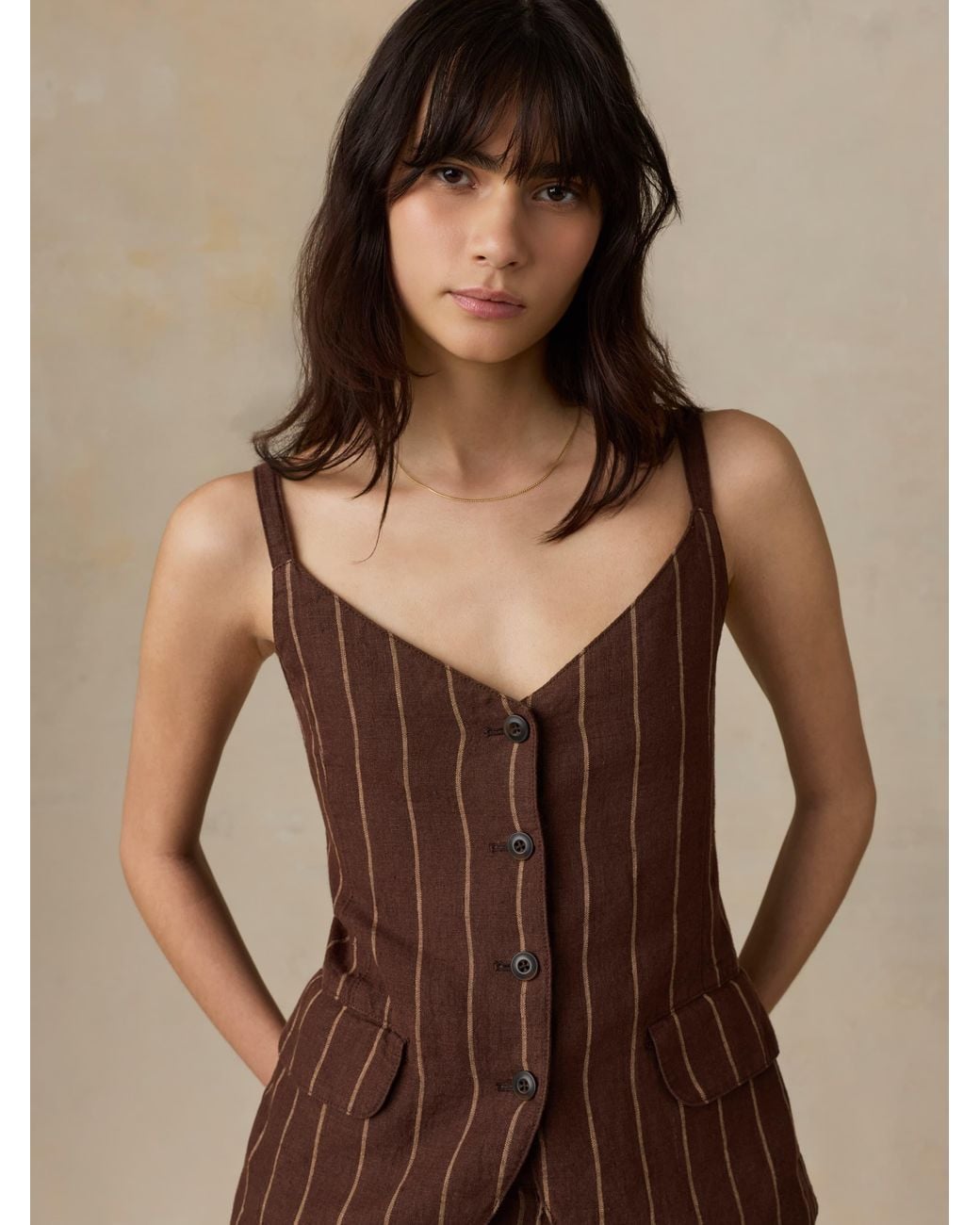 Faherty Brand Brown Sun Strider Linen Milo Vest