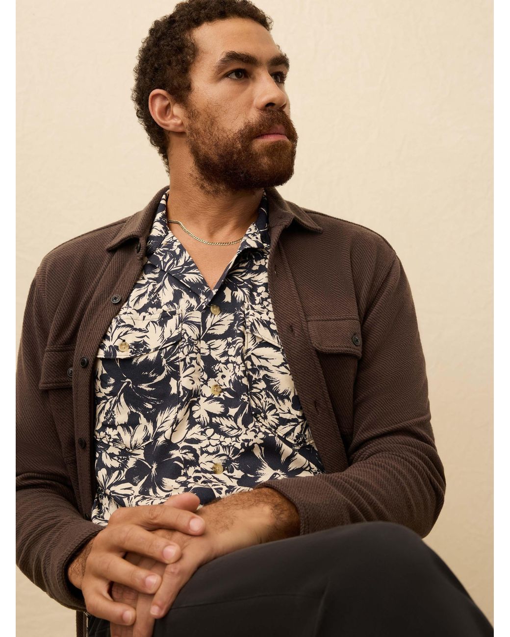 Faherty Short-Sleeve Bali Camp Shirt in Natural for Men | Lyst