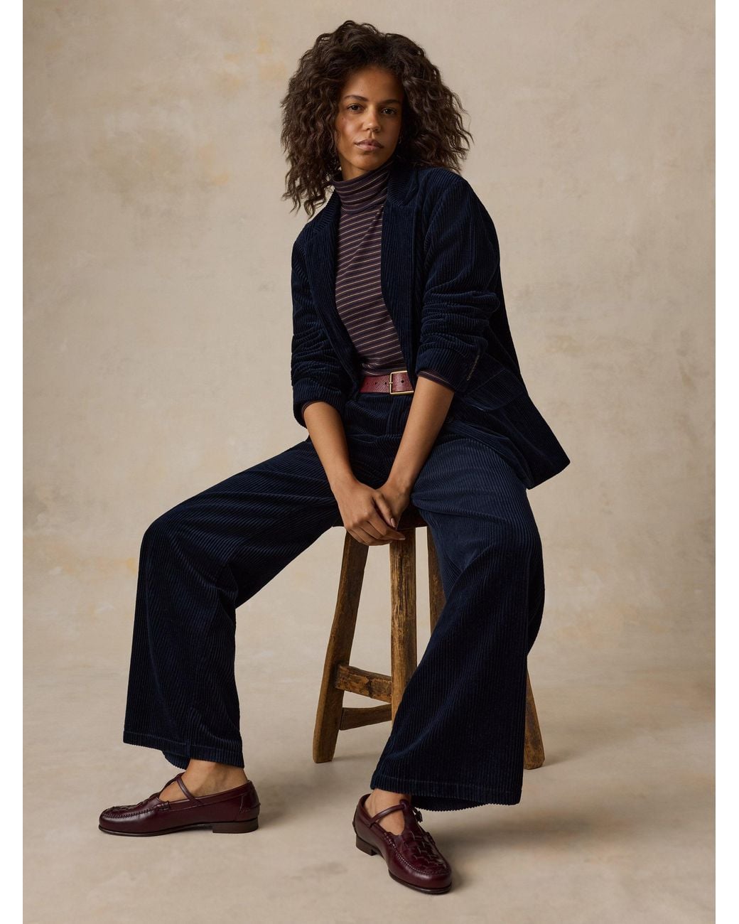 Faherty Brand Blue Hawthorne Cord Pleated Trouser