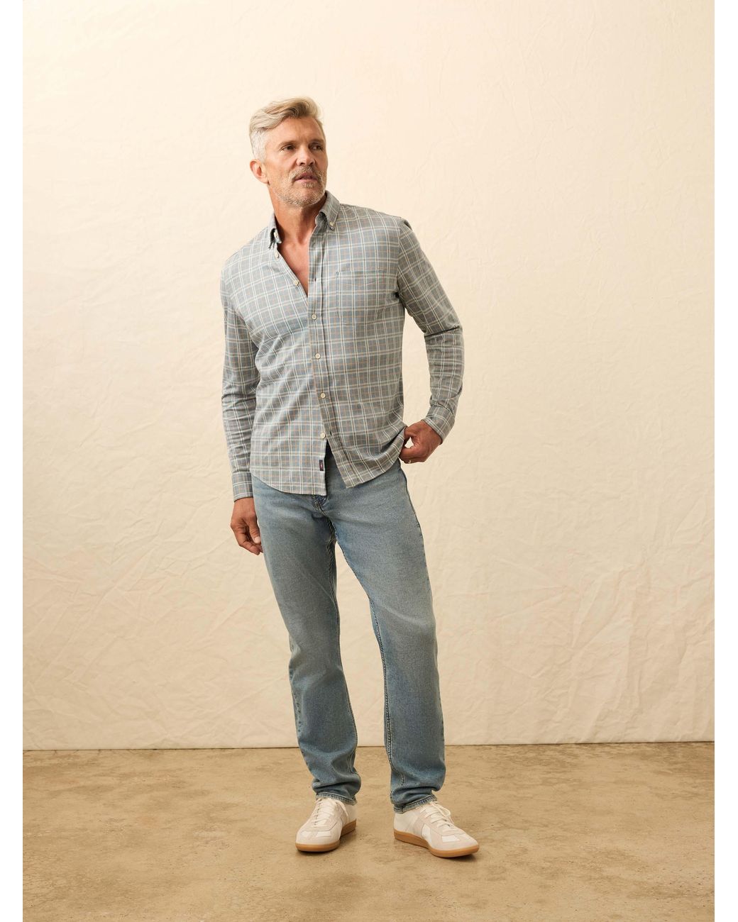 Faherty Brand Gray Coastline Knit Shirt for men