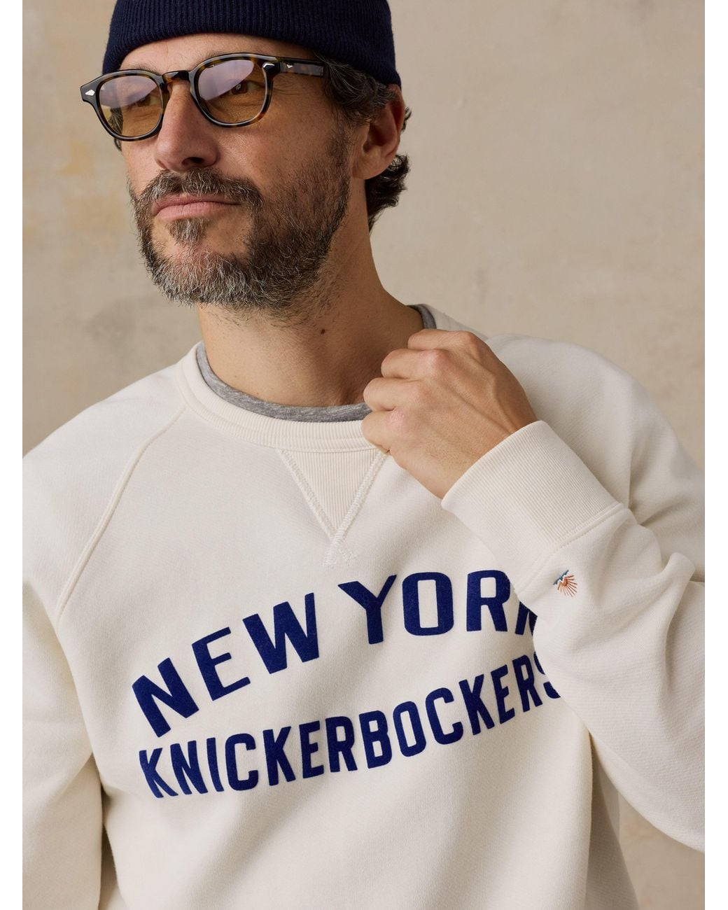 Faherty Brand Natural Ny Knicks High Standard Fleece Crew for men