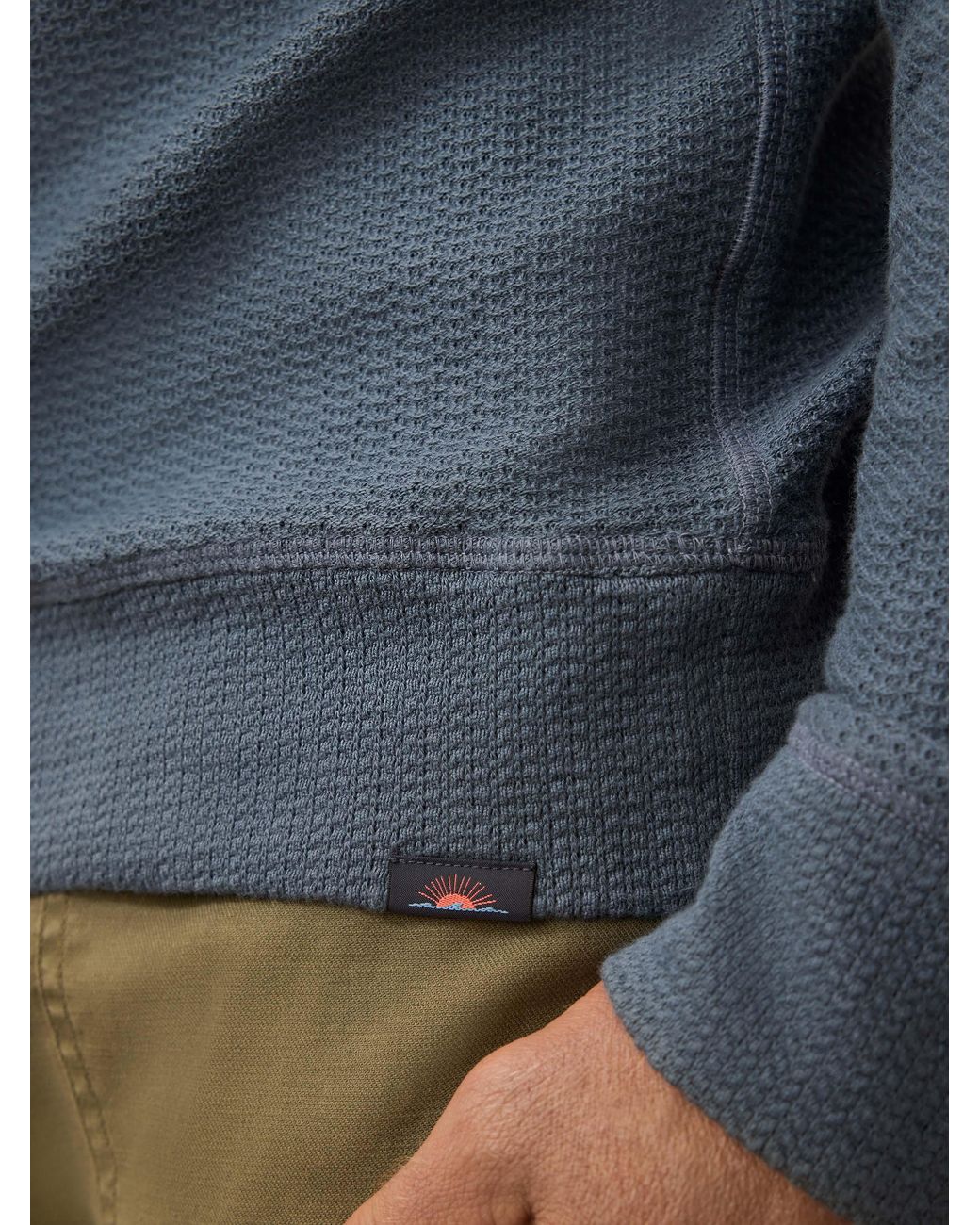 Faherty Brand Blue Textured Knit Quarter Zip for men