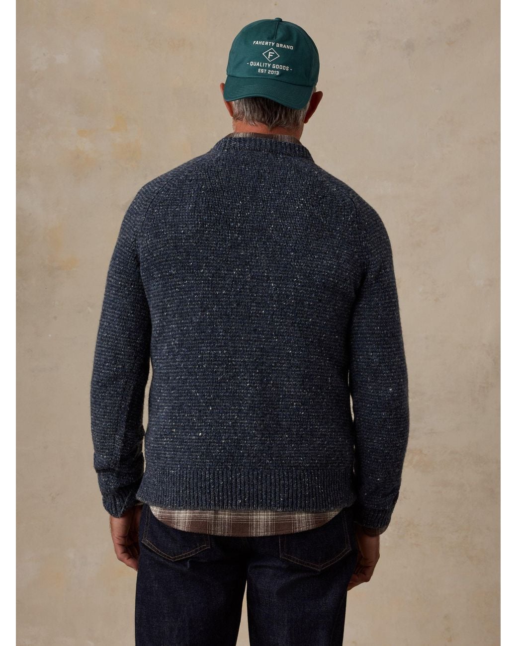 Faherty Brand Blue Donegal Crew Sweater for men