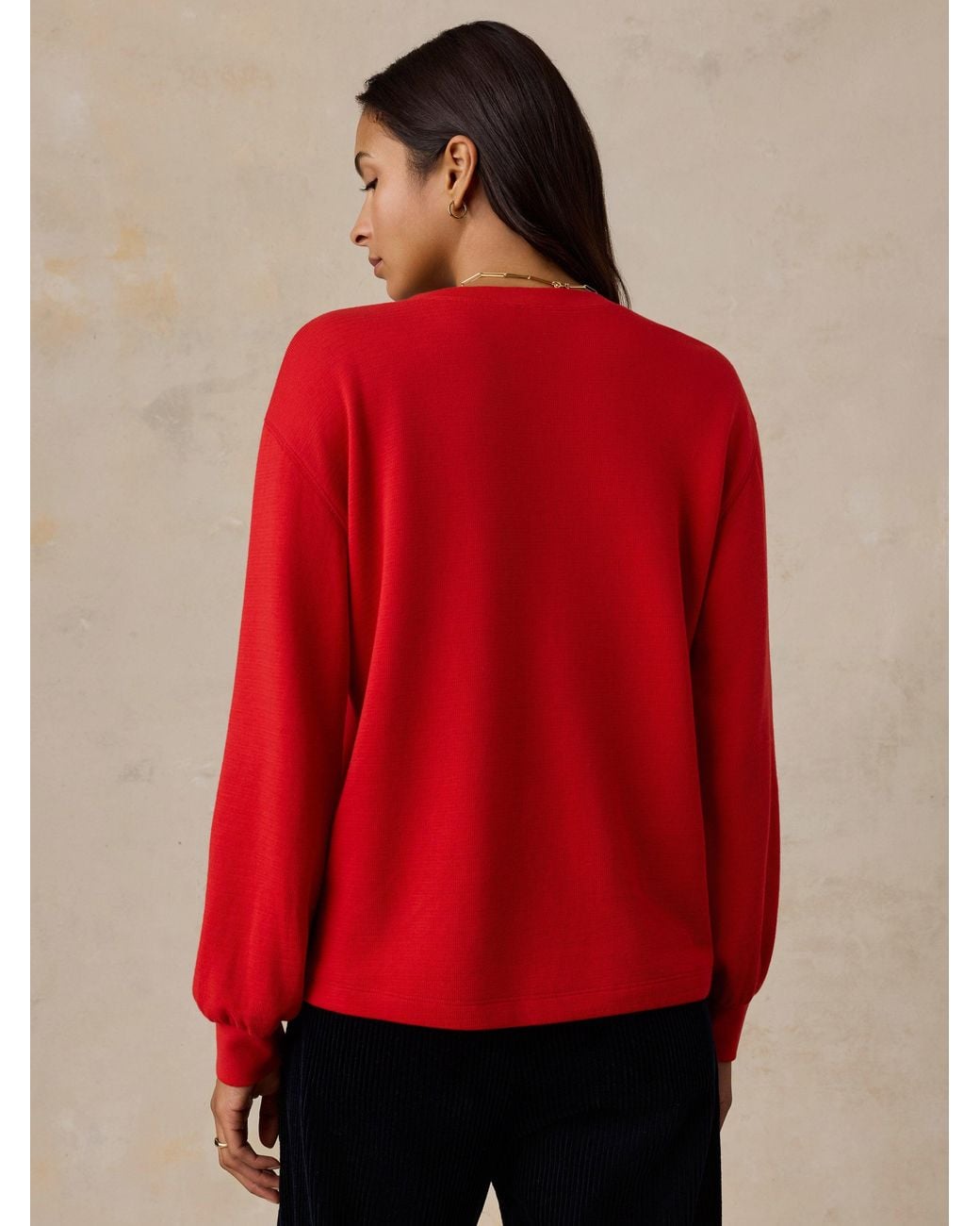 Faherty Brand Red Double Knit Henley