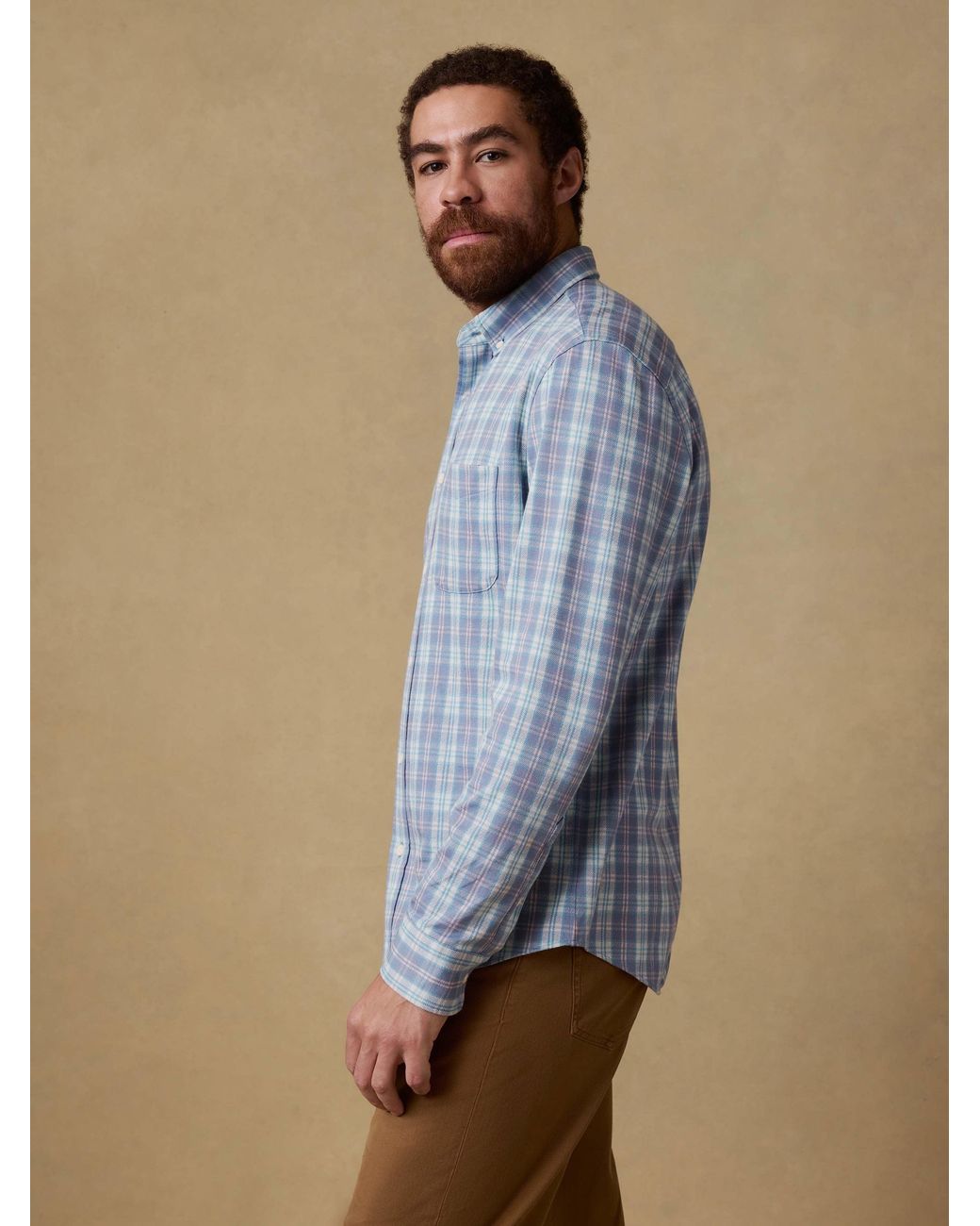 Faherty Brand Blue Coastline Knit Shirt for men