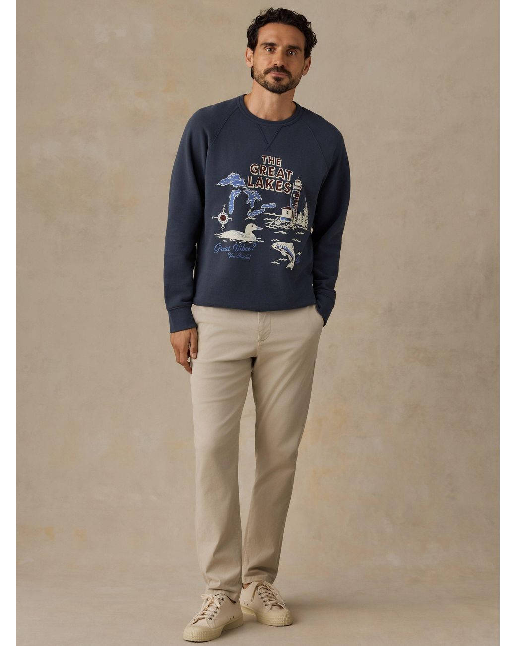 Faherty Brand Blue X Parks Project Great Lakes High Standard Fleece Crewneck for men