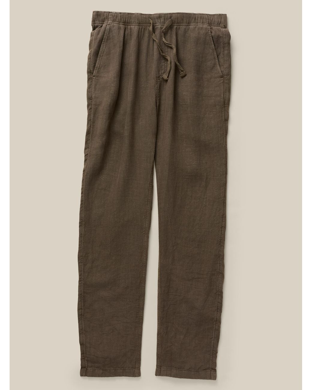 Faherty Brand Brown Linen Drawstring Pants for men