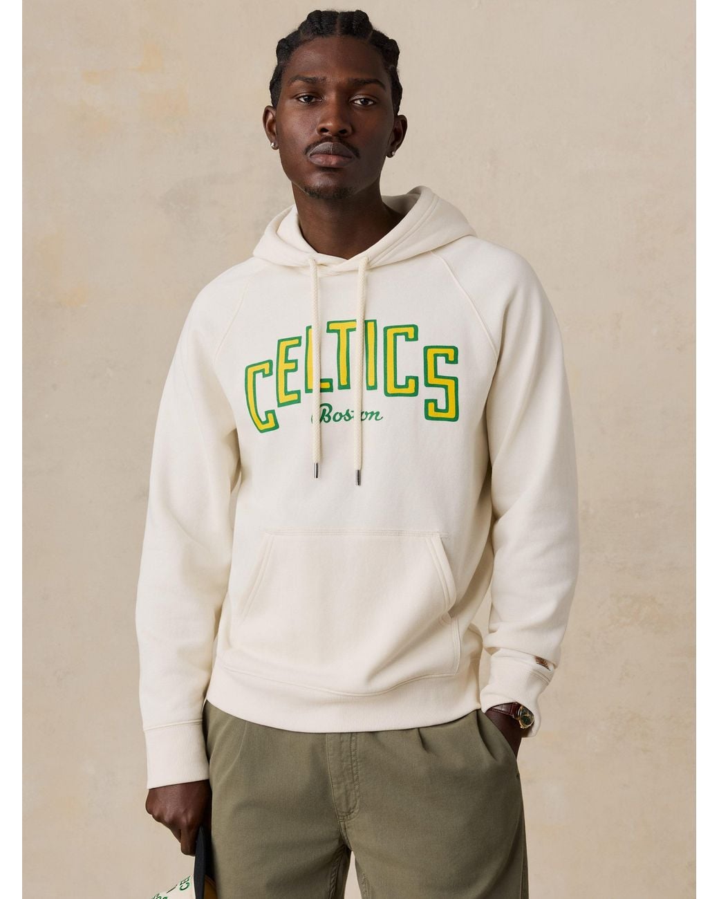 Faherty Boston Celtics High Standard Fleece Hoodie in Natural for Men ...