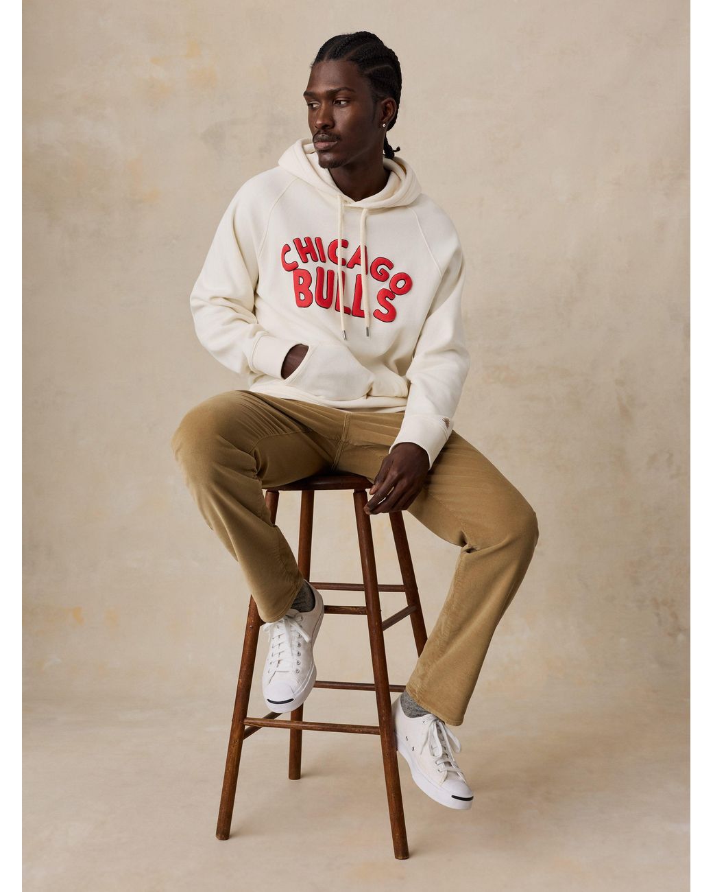 Faherty Brand Natural Chicago Bulls High Standard Fleece Hoodie for men