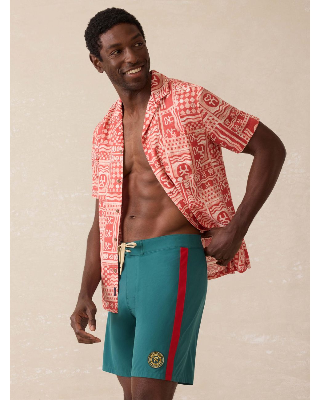Faherty Brand Green Surf Ghana Boardshort for men