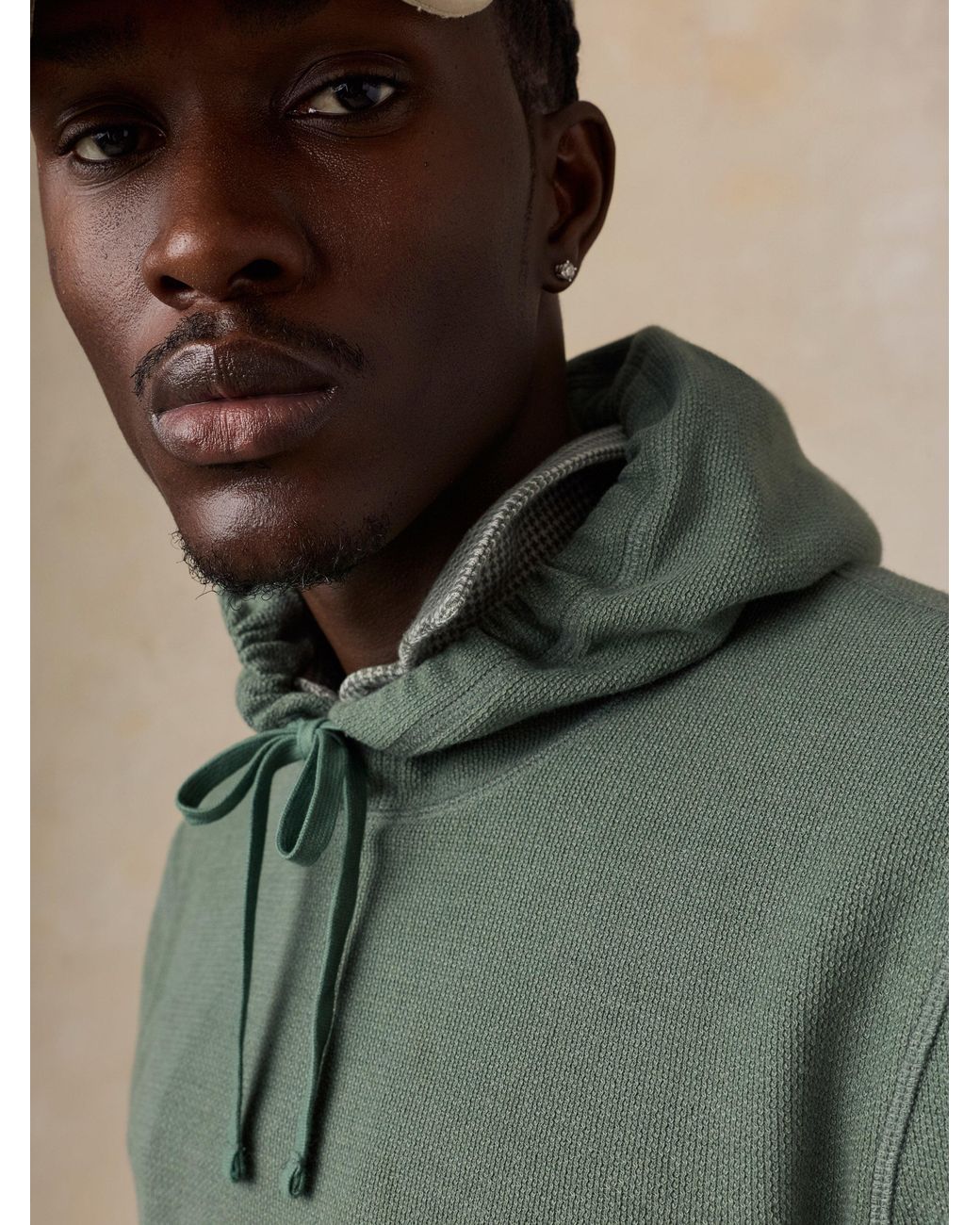 Faherty Brand Green Highland Knit Hoodie for men