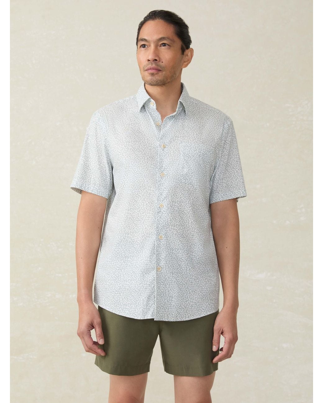 Faherty Brand White Short-Sleeve Movement Monterey Shirt for men