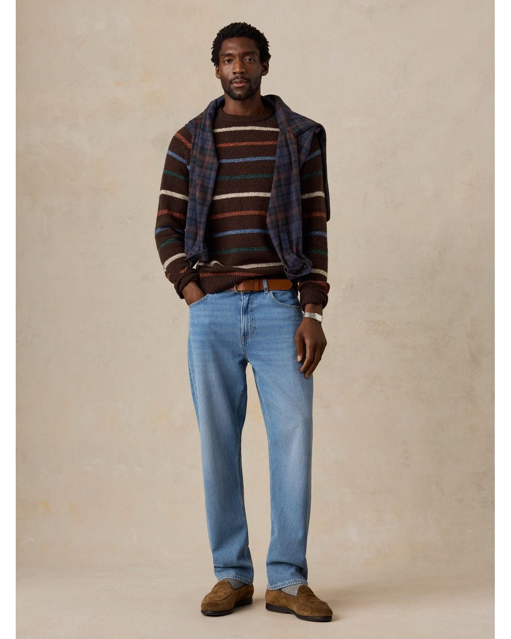 Faherty Brand Black Donegal Crew Sweater for men