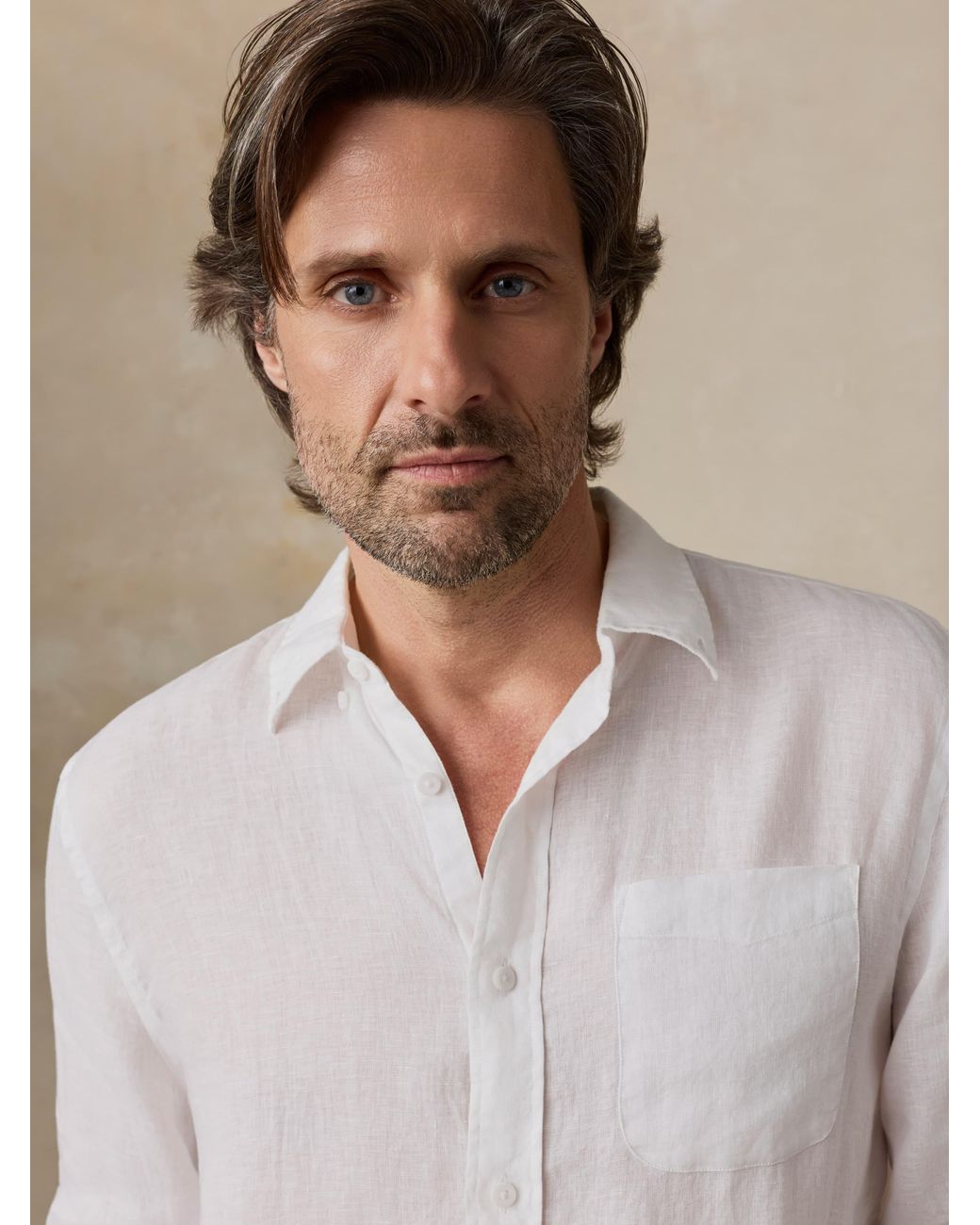Faherty Brand Natural Sunwashed Linen Shirt for men