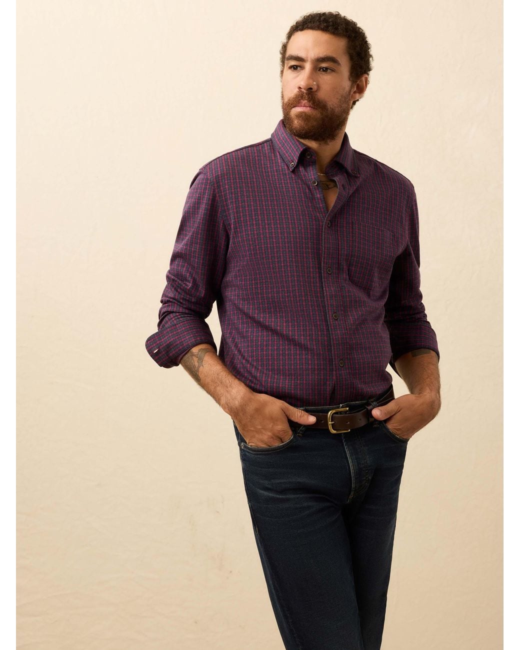 Faherty Brand Purple Coastline Knit Shirt for men