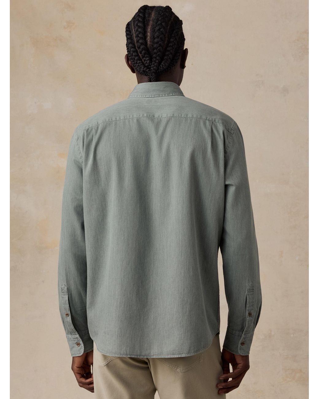 Faherty Brand Gray Patina Chambray Shirt for men