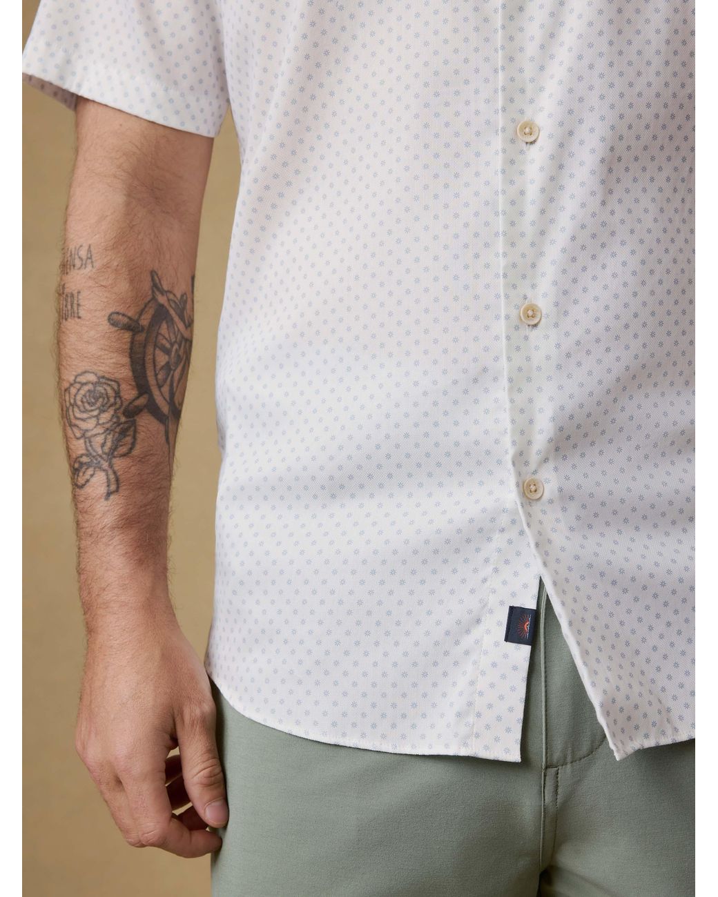 Faherty Brand White Short-Sleeve Movement Monterey Shirt for men