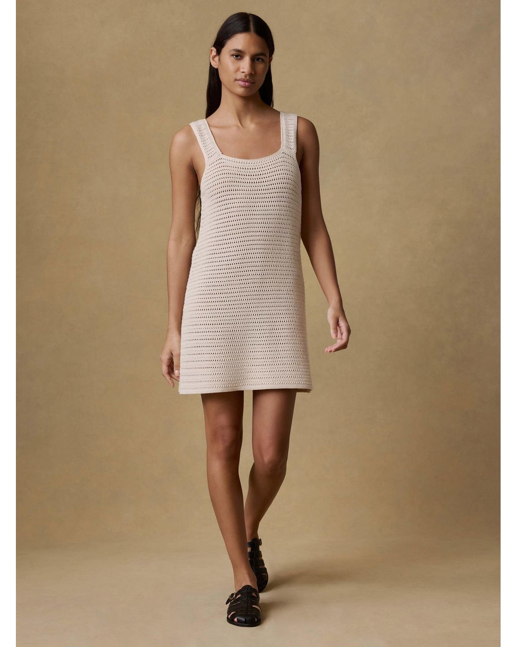 Faherty Seacoast Crochet Dress in Natural