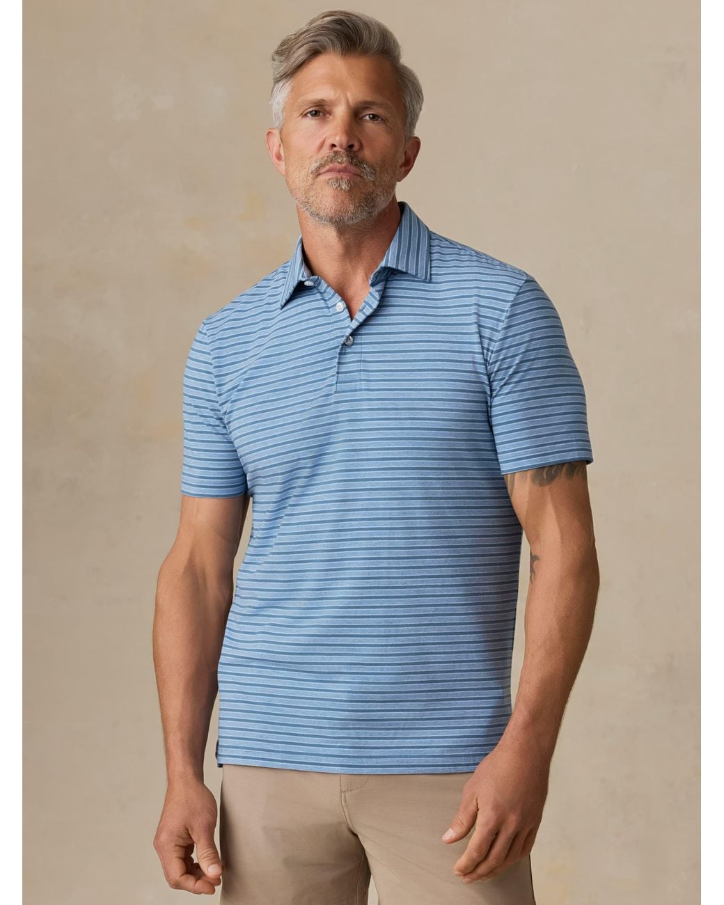 Faherty Brand Blue Short-Sleeve Movement Polo Shirt for men