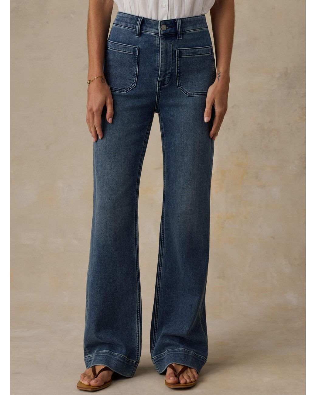 Faherty Brand Blue Stretch Terry Patch Pocket Pants