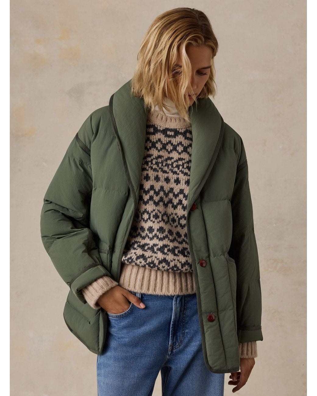 Faherty Brand Green Atlas Puffer Jacket