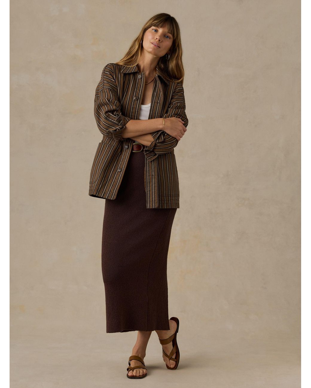 Faherty Brand Natural Miramar Linen Sweater Maxi Skirt